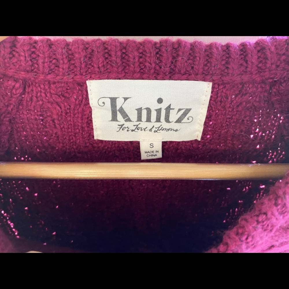 For Love and Lemon cropped burgundy sweater